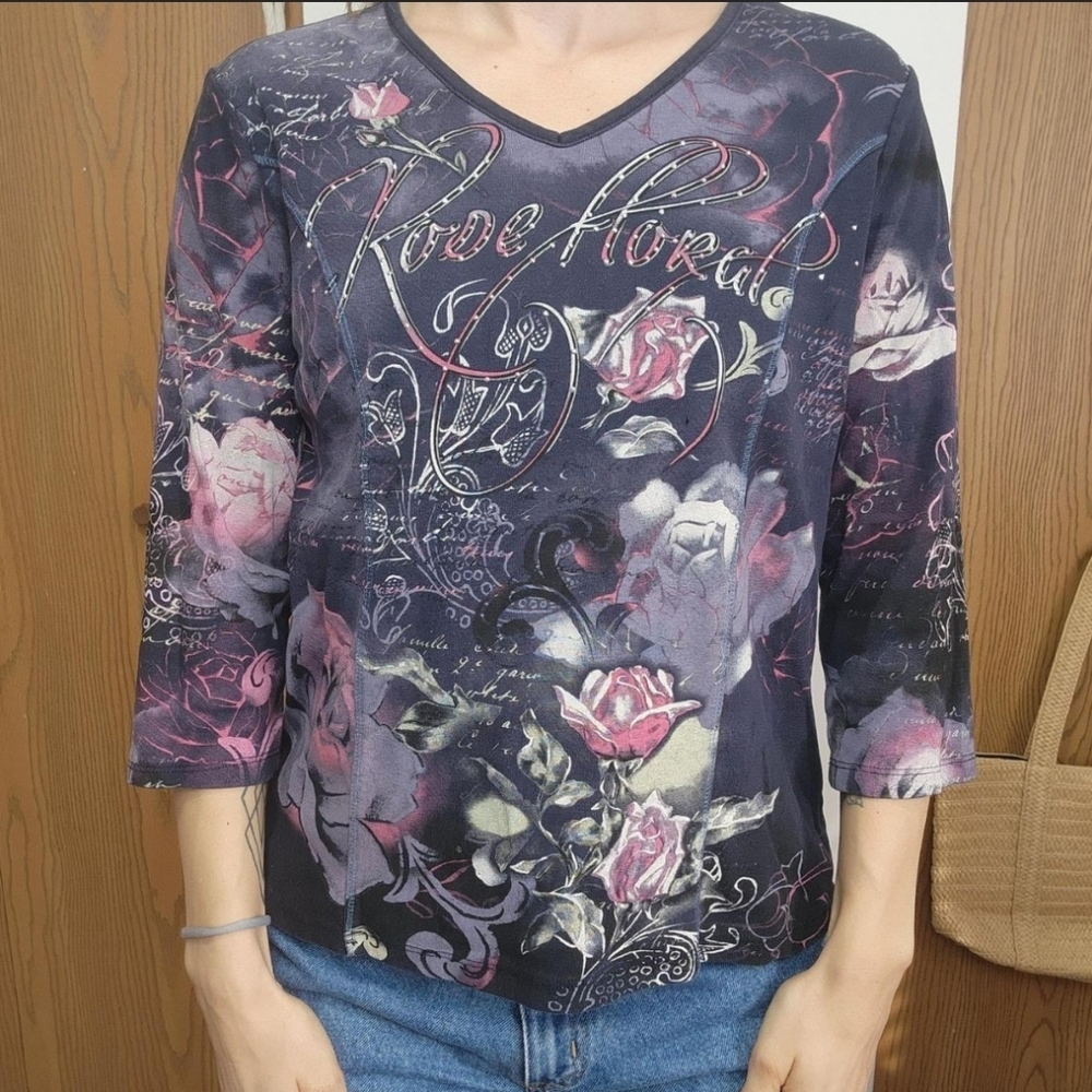 Y2k Floral Grunge Tee Size Large